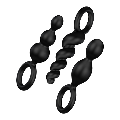 Набір анальних силіконових пробок різної конфігурації Satisfyer Plugs black (set of 3) - 1
