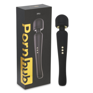Вибромассажер Wand для интимных зон с тремя насадками черный Pornhub Spell Wand Set