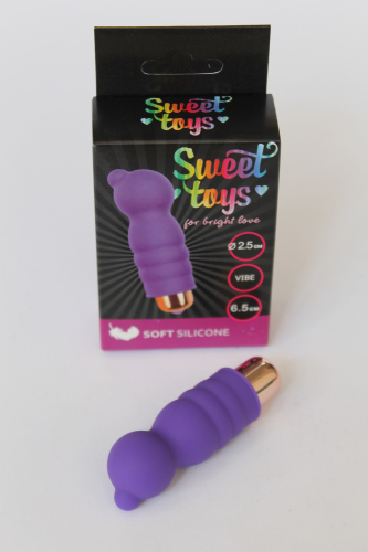 Мини вибратор ребристый с выпуклостями силиконовый для клитора SWEET TOYS фиолетовый L 6,5 см D 2,5 см со съемной вибропулей - 1