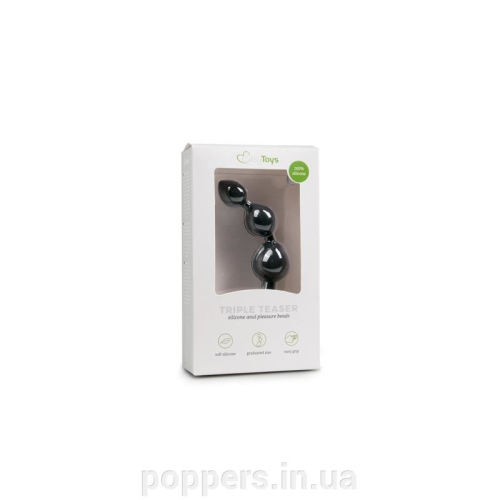 Анальные шарики с кольцом силиконовые черные EasyToys 3 шарика - 3