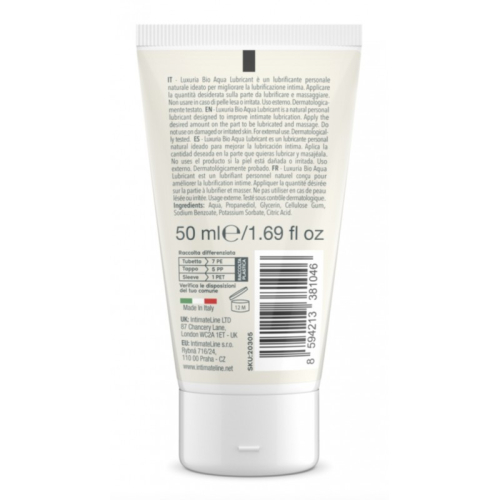 Натуральний лубрикант на водяній основі Intimateline Luxuria Bio Aqua Lubricant 50мл - 2