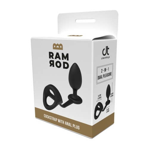 Масажер простати з ерекційним кільцем чорного кольору Dream Toys Ramrod - 5