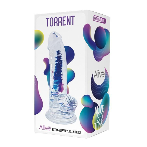 Прозрачный фаллоимитатор на присоске Alive Jelly Dildo Torrent, ТПЕ, диаметр 4.5см, длина 20,6см - 2