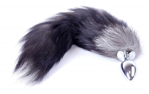 Анальна пробка S сріблястого кольору з хвостом Boss Fox TAIL - 5
