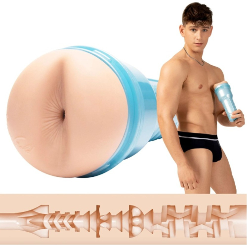 Мастурбатор в колбе анус порноактрера Рено Голд бежевого цвета Fleshlight - 1