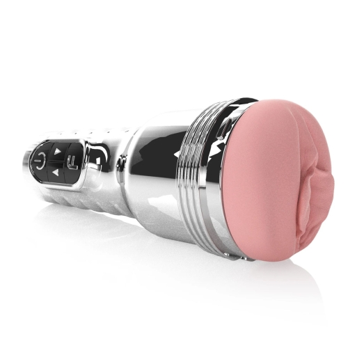 Мастурбатор в колбе вагина с вибрацией розового цвета Fleshlight Pink Quiver - 3