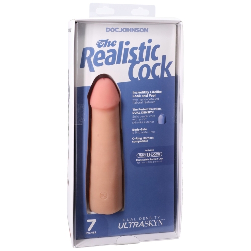 Фаллоимитатор реалистичный на присоске телесный Doc Johnson The Realistic Cock ULTRASKYN - 7 Inch Vanilla - 8