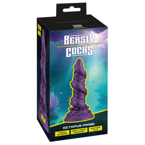 Фантастический фаллоимитатор на присоске фиолетовый Beasty Cocks Octopus Prime - 1