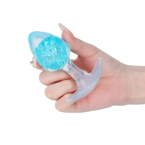 Анальная пробка силиконовая голубая Liebe Seele Icecream-shaped Crystal Anal Plug размер Medium - 3