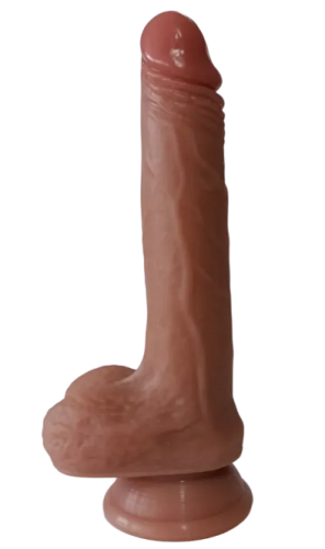Фаллоимитатор реалистичный с мошонкой на присоске силиконовый телесный OYO - Dildo Double Layer Silicone YQW-062 - 2