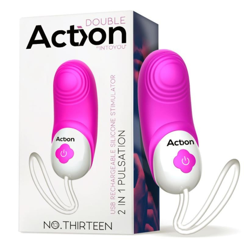 Вібратор Пульсатор для жінок для точки G рожевий Action No Thirteen Stimulator 2 in 1 Vibration Pulsation - 1