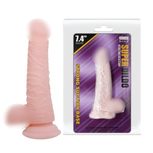 Фалоімітатор 14,5 / 4 см реалістичний на присоску з мошонкою SUPER Dildo 7.4
