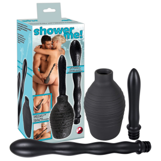 Анальний душ черного цвета You2Toys Shower Me 300 мл 2 насадки 