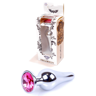 Анальна пробка сріблястого кольору із кристалом рожевого кольору BOSS of TOYS Jewellery BUTT PLUG