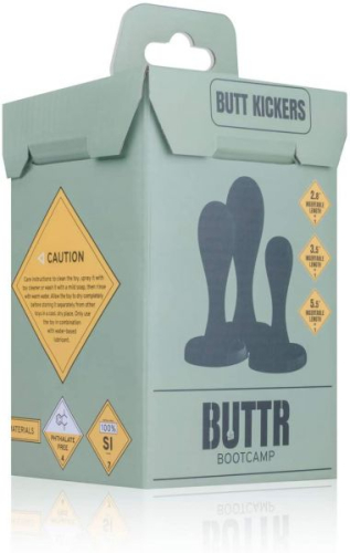 Набір анальних пробок силіконових чорних BUTTR Butt Kickers Butt Plug Training Set - 2